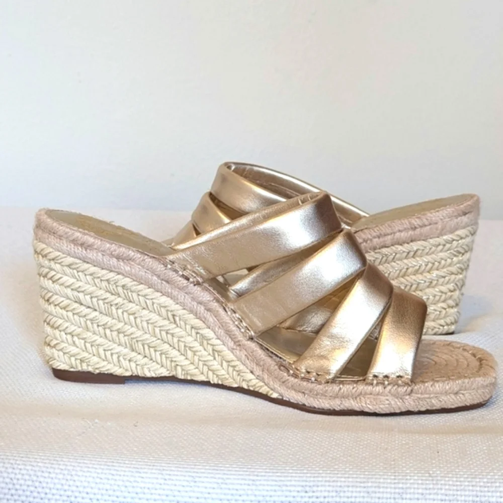 Vince Camuto Metallic Gold Espadrille Slide Sandals